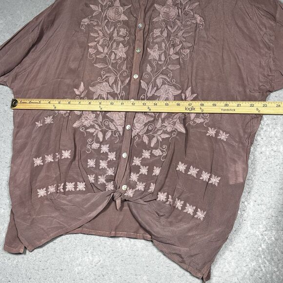 Kyla Seo Embroidered Women's Blouse - Purple/Brown. Mauve. Size Medium - Picture 7 of 13